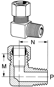 Brass Compression Fittings For Plastic, Copper, & Aluminum Tubing, Tube To Male NPT, 90 deg Elbow