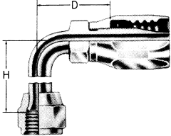 Steel Reusable 1 Wire Braid Reduced Bore Fittings, Female JIC 37 deg Flare Swivel, Long 90 deg Elbow