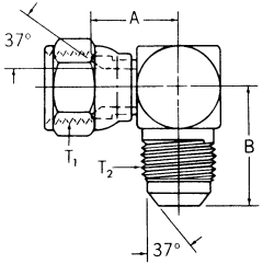 Steel Adapters, Female JIC 37 deg Flare Swivel To Male JIC 37 deg Flare, 90 deg Elbow