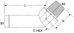 Steel Adapters, Hose Barb To Male NPT, 45 deg Elbow