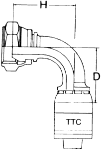 Global TTC 1 & 2 Wire Braid Stainless Steel Crimp Fittings, Female BSPP (British Parallel) 60 deg Cone Swivel, 90 deg Elbow