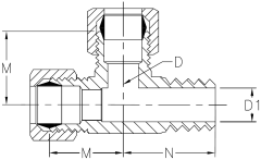 Brass Compression Fittings, Tube Run & Branch To Male NPT Run, Tee