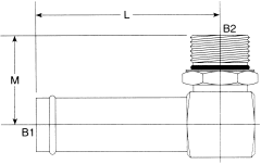 Steel Adapters, Hose Barb To Male SAE O-Ring Boss (Straight Thread O-Ring), 90 deg Elbow