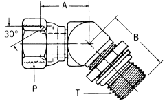 Steel Adapters, Female NPT Swivel To Male SAE O-Ring Boss (Straight Thread O-Ring), 45 deg Elbow