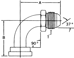 Steel Adapters, Code 61 Split Flange To Male JIC 37 deg Flare, 90 deg Elbow (For pressures thru 4 Heavy Spiral Hose)