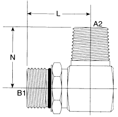 Steel Adapters, Male SAE O-Ring Boss (Straight Thread O-Ring) To Male NPT, 90 deg Elbow