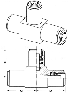 Brass Push>Connect Air Brake Tube Union Tees