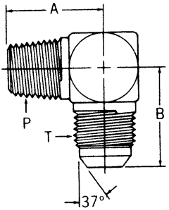 Brass Adapters, Male NPT To Male JIC 37 deg Flare, 90 deg Elbow