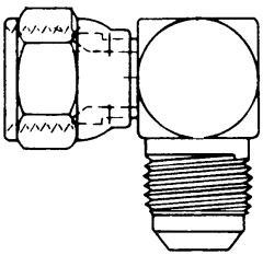 Brass Adapters, Female SAE 45 deg Flare To Male SAE 45 deg Flare, 90 deg Elbow