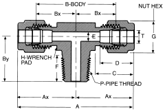 Stainless Steel Duolok Tube Fittings, Tube Run To Male NPT Branch, Tee