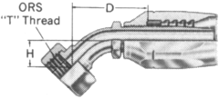 Steel Reusable 1 Wire Braid Reduced Bore Fittings, Female O-Ring Face Seal Swivel, 45 deg Elbow