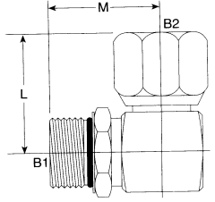 Steel Adapters, Male SAE O-Ring Boss (Straight Thread O-Ring) To Female JIC 37 deg Flare Swivel, 90 deg Elbow