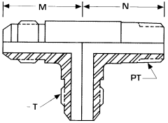 Stainless Steel Adapters, Male NPT Run To Male JIC 37 deg Flare Run & Branch, Tee