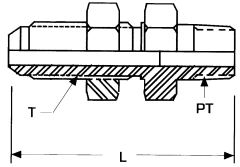 Stainless Steel Adapters, Male NPT To Male JIC 37 deg Flare, Straight Bulkhead