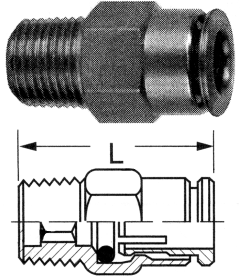 Brass Push>Connect Tube Fittings, Tube To Male NPT, Straight