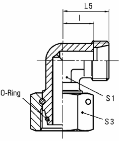 Steel Metric Flareless 90 deg Swivel Elbow Unions