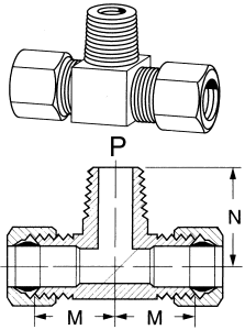 Brass Compression Fittings For Plastic, Copper, & Aluminum Tubing, Tube Run To Male NPT Branch, Tee