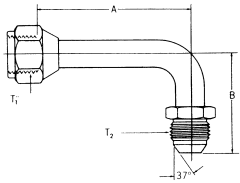 Steel Adapters, Female JIC 37 deg Flare Swivel To Male JIC 37 deg Flare, Long 90 deg Bent Tube (For pressures thru 4 Light Spiral Hose)