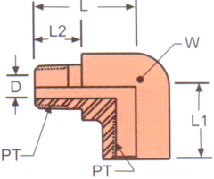 Stainless Steel Adapters, Male NPT To Female NPT, 90 deg Elbow