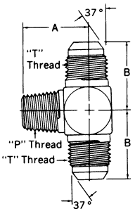 Steel Adapters, Male NPT Branch To Male JIC 37 deg Flare Run, Tee