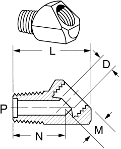 Brass Adapters, Female NPT To Female 42 deg Inverted Flare, 45 deg Elbow