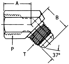 Steel Adapters, Female NPT To Male JIC 37 deg Flare, 45 deg Elbow