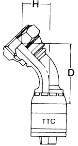 Global TTC 1 & 2 Wire Braid Steel Crimp Fittings, Female BSP (British) Swivel, 45 deg Elbow