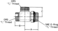 Steel Adapters, Male SAE O-Ring Face Seal Run & Branch To Male SAE O-Ring Boss (Straight Thread O-Ring) Run, Tee