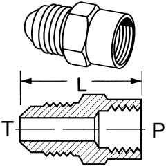 Brass Adapters, Female NPT To Male SAE 45 deg Flare, Straight