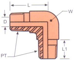 Stainless Steel Adapters, Male NPT To Male NPT, 90 deg Elbow