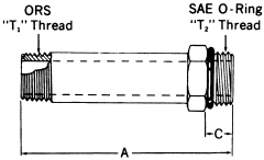 Steel Adapters, Male SAE O-Ring Face Seal To Male SAE O-Ring Boss (Straight Thread O-Ring), Long Straight