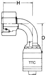 Global TTC 1 & 2 Wire Braid Stainless Steel Crimp Fittings, Female DKO (German) Heavy Series, 90 deg Elbow