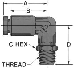 Brass Push-In Tube Fittings, Tube to Male NPT Swivel, 90 deg Elbow