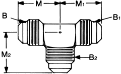 Brass Adapters, Male SAE 45 deg Flare Run To Male SAE 45 deg Flare Branch, Tee