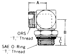 Steel Adapters, Male SAE O-Ring Face Seal To Male SAE O-Ring Boss (Straight Thread O-Ring), 90 deg Elbow