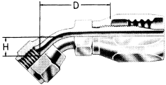 Steel Reusable 1 Wire Braid Reduced Bore Fittings, Female JIC 37 deg Flare Swivel, 45 deg Elbow