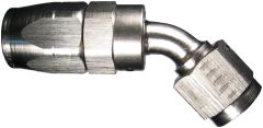 Nickel-Plated Aluminum Reusable Fittings for AQP & StartLite Racing Hose, Female JIC 37 deg Flare Swivel, 45 deg Elbow