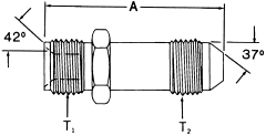 Steel Adapters, Male 42 deg Inverted Flare To Male JIC 37 deg Flare, Straight