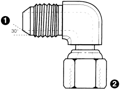 Steel Adapter, M 22 x 1.5 Male Komatsu To M 22 x 1.5 Female Komatsu, 90 deg Elbow