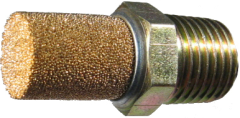 Brass Porous Metal Muffler, 1/8 NPT, 1.125 Inch Long