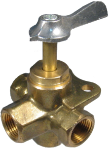 Brass 4-Way Bottom Outlet Plug Valve, 3/8 NPT Ports