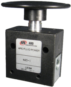 3-Way Palm Button Pneumatic Valve, 1/8 NPT Ports, 7.5 Flow Rating