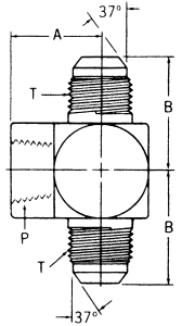 Steel Adapters, Female NPT Branch To Male JIC 37 deg Flare Run, Tee