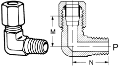 7000 Series Ermeto Steel Flareless Fittings, Tube To Male NPT, 90 deg Elbow