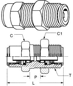 Brass Push>Connect Air Brake Tube Bulkhead Unions