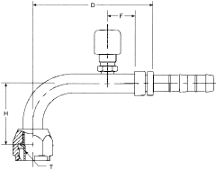 E-Z Clip Series Fittings, Female O-Ring (Long Pilot), 90 deg Elbow With 7/16-20 Switch Port