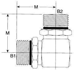 Steel Adapters, Male SAE O-Ring Boss (Straight Thread O-Ring) To Male SAE O-Ring Boss (Straight Thread O-Ring), 90 deg Elbow