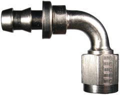 Nickel-Plated Aluminum Reusable Socketless Fittings, Female JIC 37 deg Flare Swivel, 90 deg Elbow