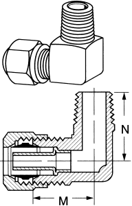 Brass DOT Approved Air Brake Tube Fittings, Tube To Male NPT, 90 deg Elbow