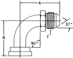 Steel Adapters, Code 61 Split Flange To Male JIC 37 deg Flare, 90 deg Elbow (For pressures thru 4 Light Spiral Hose)